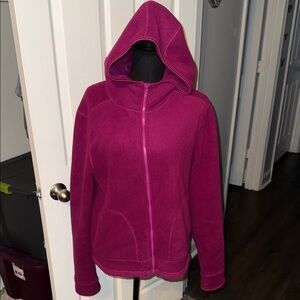 🖤FADED GLORY VINTAGE DARK MAGENTA FLEECE SHERPA LINED HOODED JACKET SIZE M🖤